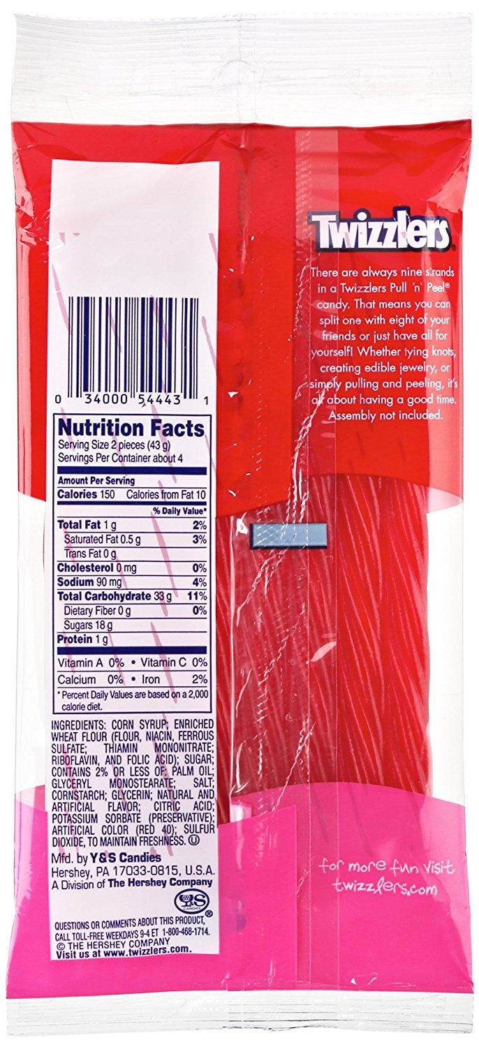 TWIZZLERS PULL 'N' PEEL Cherry Candy, 6.1 Ounce