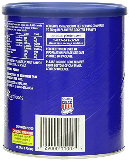 Planters Cocktail Peanuts, Lightly Salted, 16 Ounce Canister (Pack of 6)